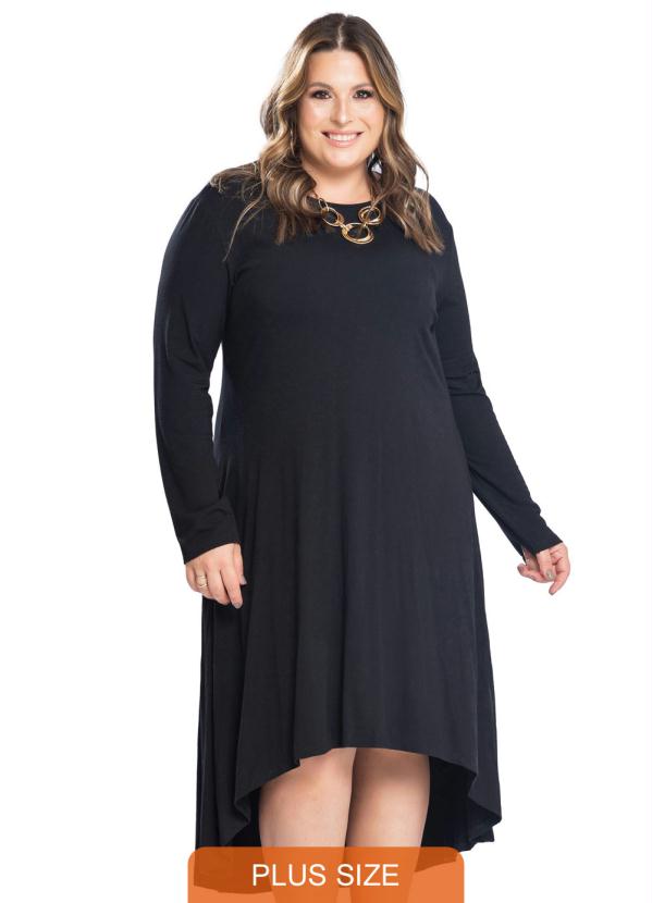 Vestido Feminino Plus Size Olivia Preto Miss Masy Plus