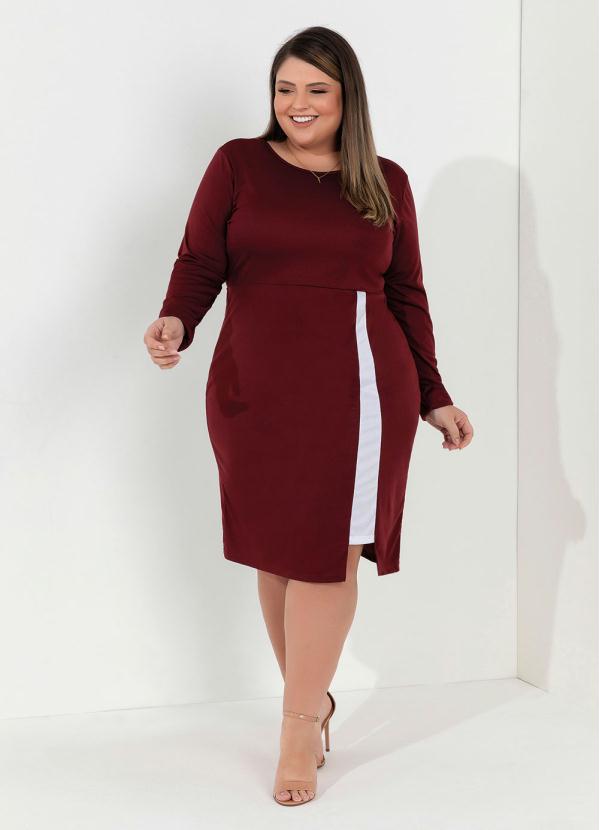 Vestido Bord Mangas Longas Plus Size Marguerite