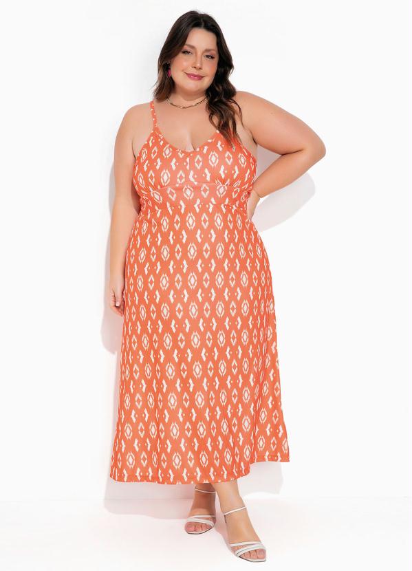 Vestido Tnico Laranja Alcinhas Plus Size Marguerite