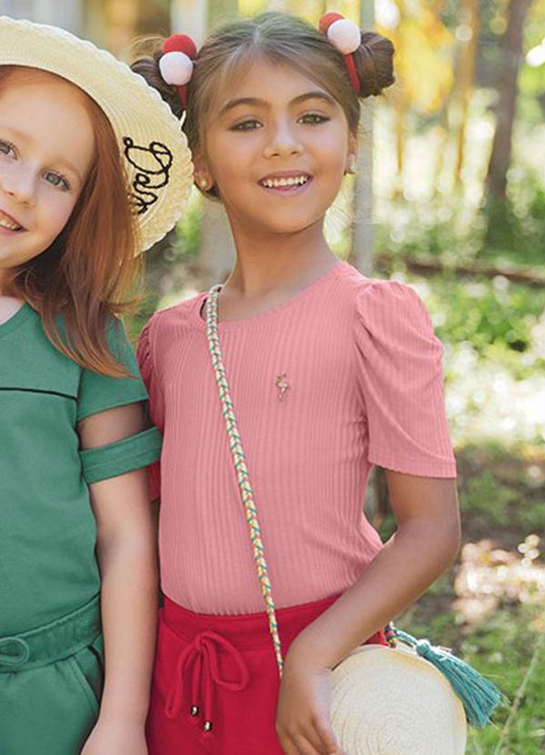 Blusa Infantil Manga Bufante Rosa Cativa