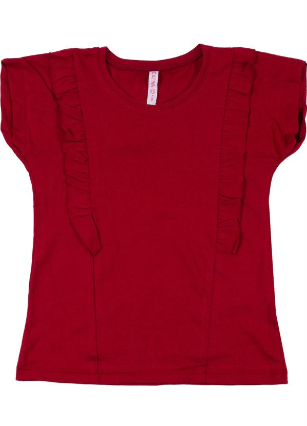 Blusa Manga Curta B Sica Babados Vermelho Cativa