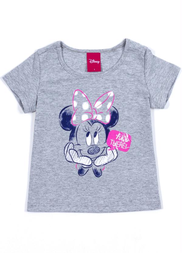 T Shirt Infantil Minnie Mouse Cinza Disney By Cativa