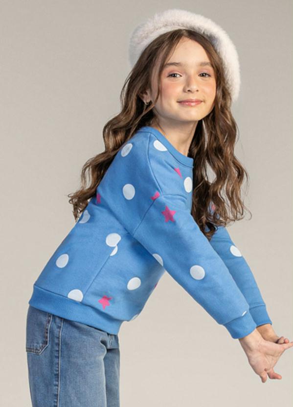 Blus O Infantil Menina Em Moletom Azul Brandili