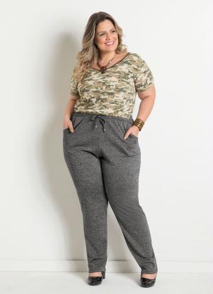 Blusa Camuflada com Tira Marguerite Plus Size