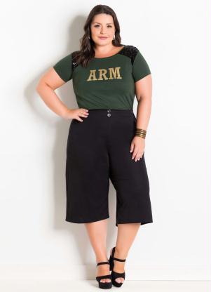 Blusa Verde Militar com Detalhes de Paetes