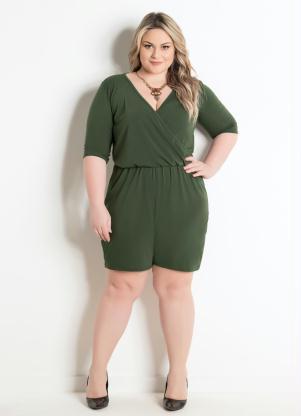 Macaquinho Verde Militar Plus Size Marguerite