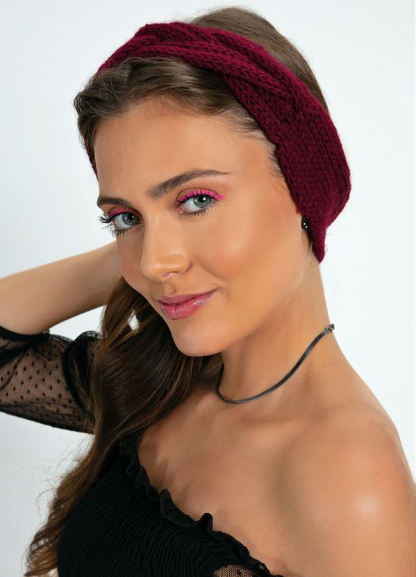 Mundo Lar - Tiara de Cabelo em Lã Vinho 1 Peça 4