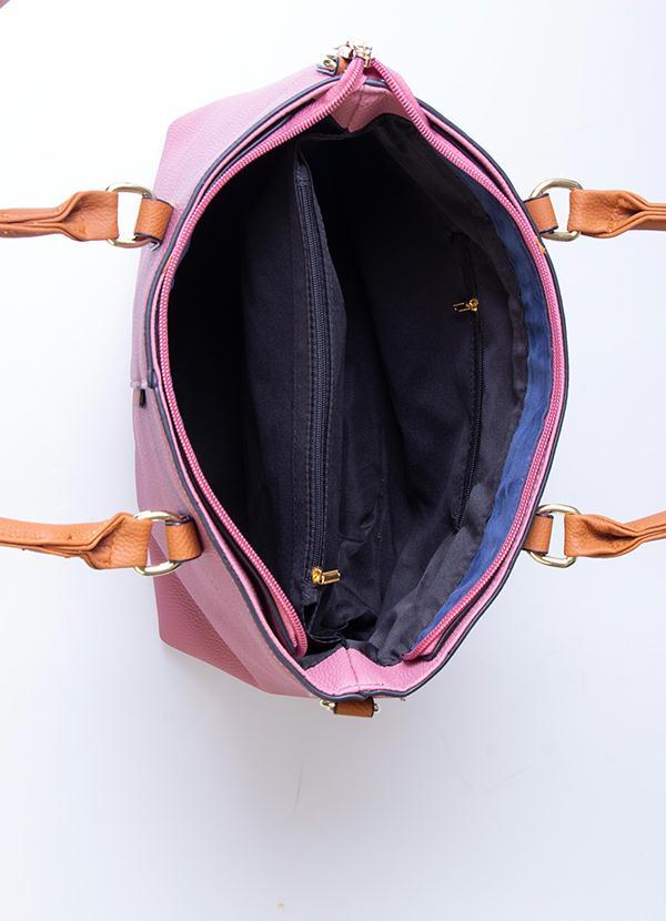 Bolsa Média Rosê em Sintético com Alças - Quintess