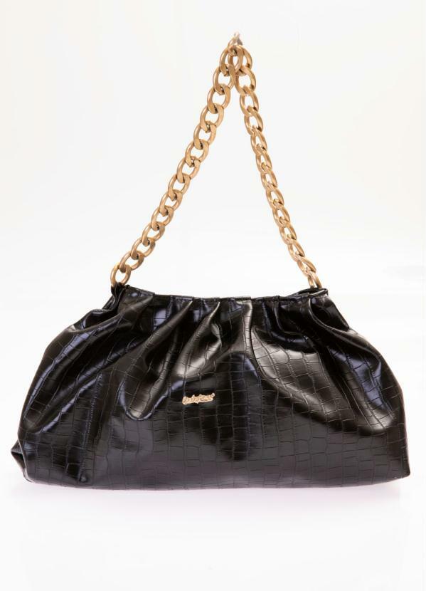 Bolsa Baguete Tiracolo Com Alça Corrente E Lateral Preta Selten |  SELTENBRASIL