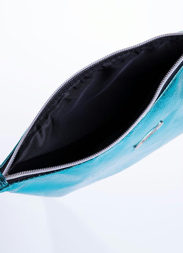 Quintess - Bolsa Clutch Metalizada Azul com Textura 4