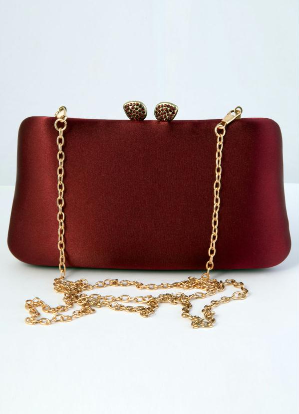 Quintess - Bolsa Clutch Vinho Forrada em Tecido 2