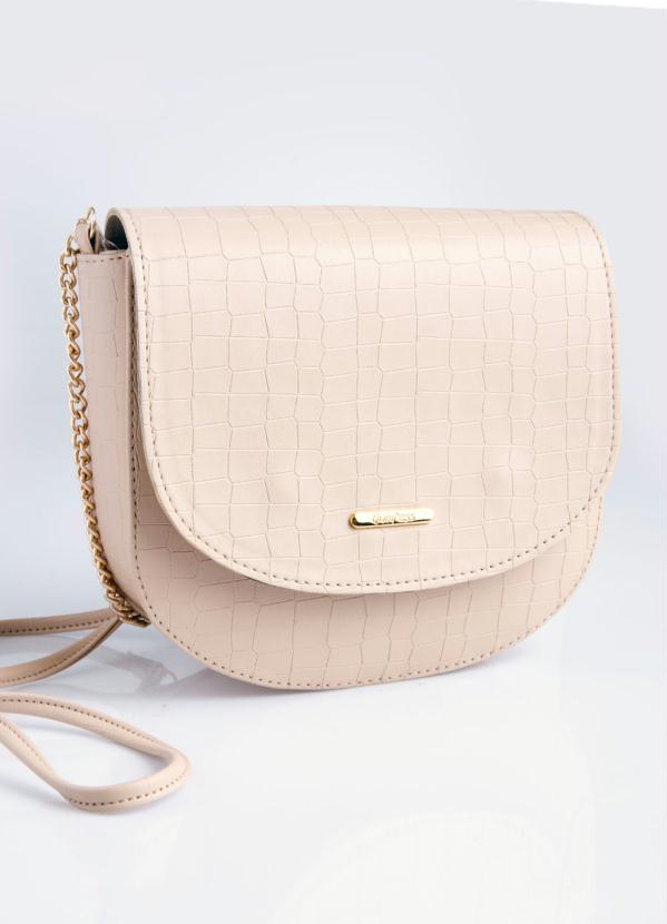 Quintess - Bolsa Estruturada Bege com Textura Croco