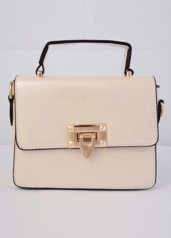 Quintess - Bolsa Transversal Pérola e Dourado em Vinil 3