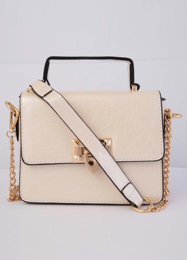 Quintess - Bolsa Transversal Pérola e Dourado em Vinil 4
