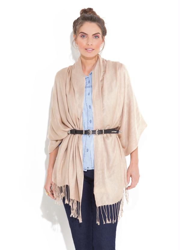 Quintess - Lenço Bege com Franjas nas Pontas Quintess