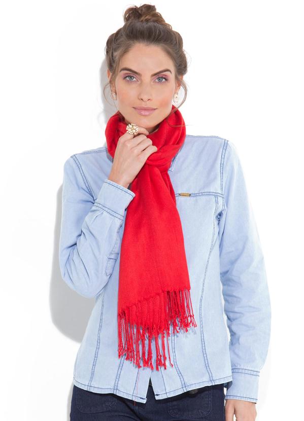 Quintess - Lenço Cereja com Franjas nas Pontas Quintess