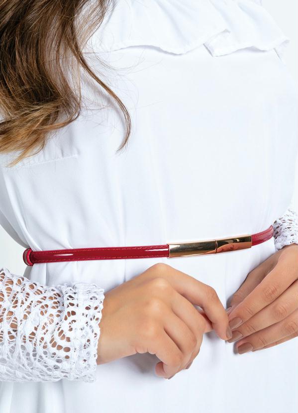 Mundo Lar - Cinto Fino Vermelho 98 cm 3