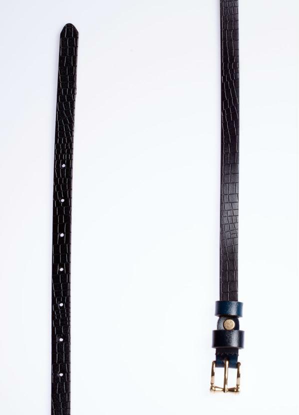 Quintess - Cinto Marinho e Dourado com Textura Croco 2
