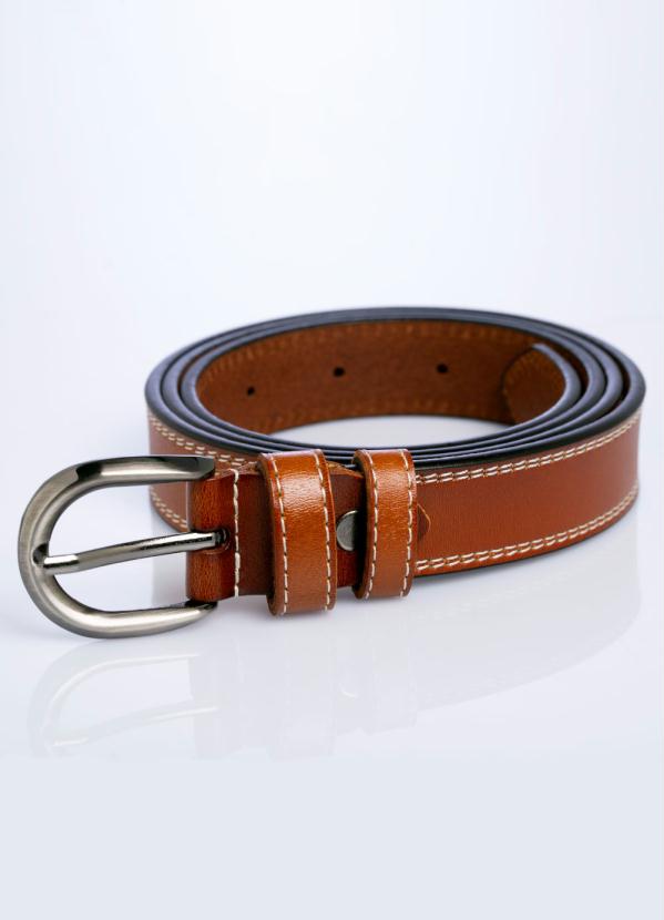 Quintess - Cinto Marrom com Fivela Chumbo
