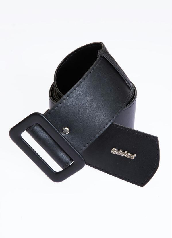 Quintess - Cinto Preto com Fivela Retangular