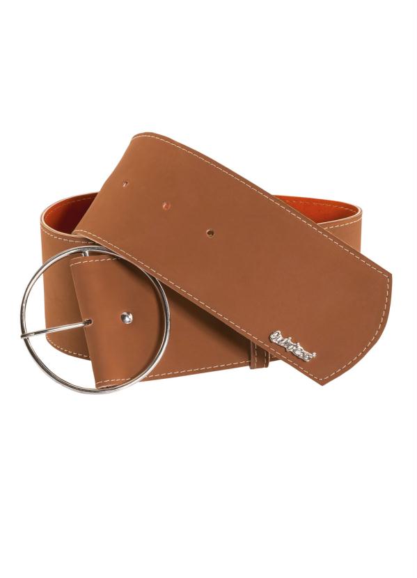 Quintess - Cinto Quintess Caramelo Largo Fivela com Redonda