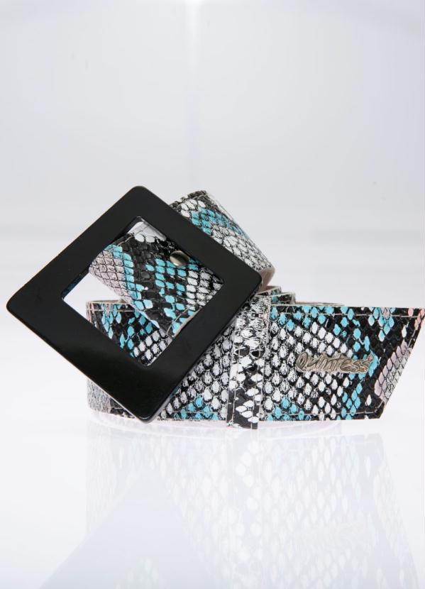 Quintess - Cinto Texturizado Cobra Color Fivela Acrílica