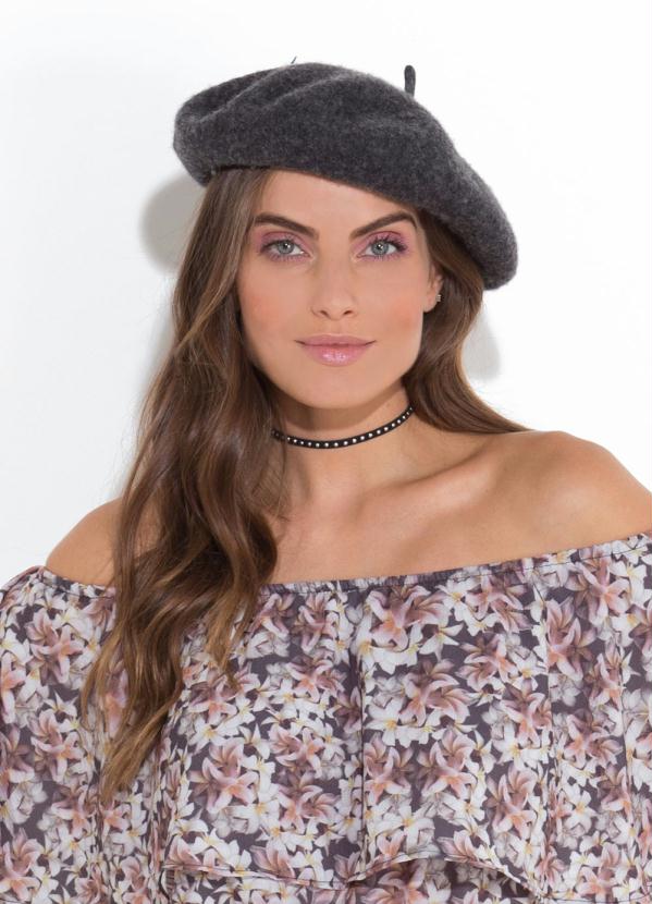 Quintess - Boina Cinza em Lã Batida Quintess