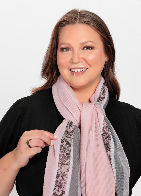 Mink - Lenço Echarpe Plissado Rosa e Cinza 2