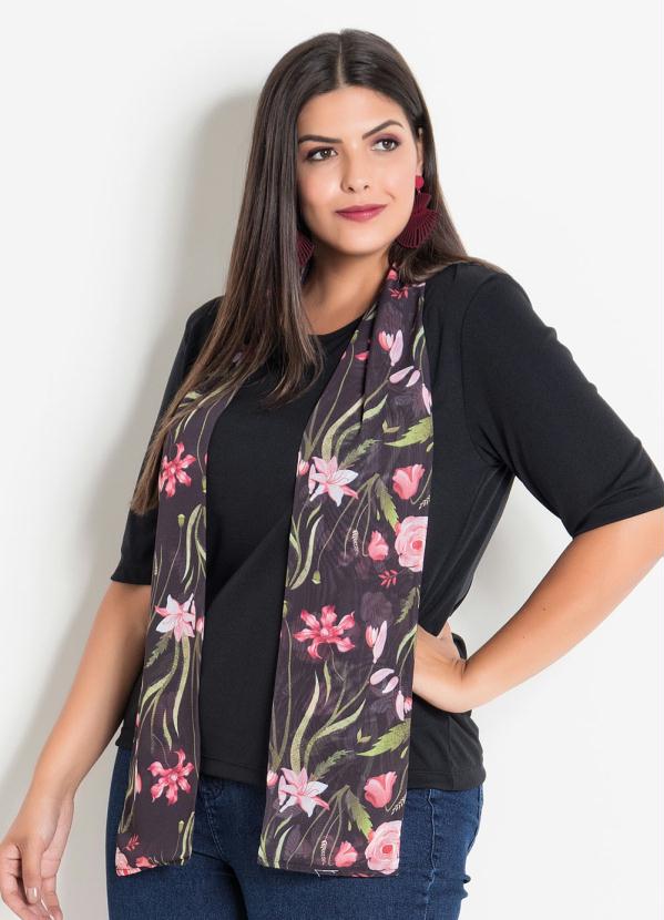 Lenço Floral para Pescoço e Cinto Plus Size