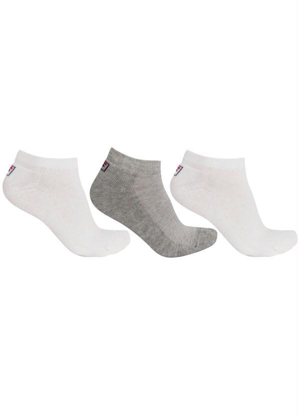 Outlet - Kit 3 Meias Fila Rise Branca e Mescla