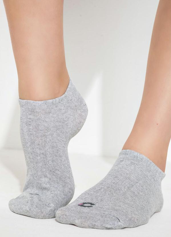 Alma Dolce - Kit com 3 Meias Soquetes Rosa/Cinza/Chumbo