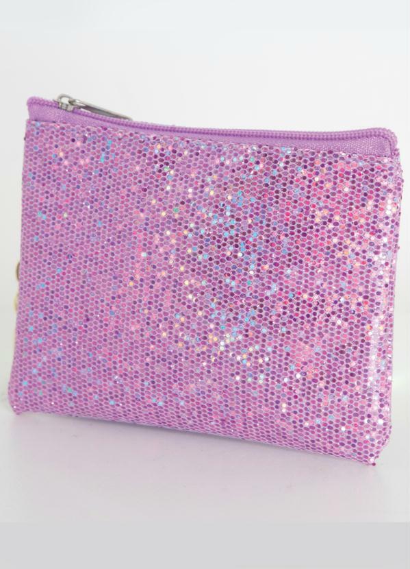 Quintess - Mini Necessaire Rosa com Brilhos e Zíper