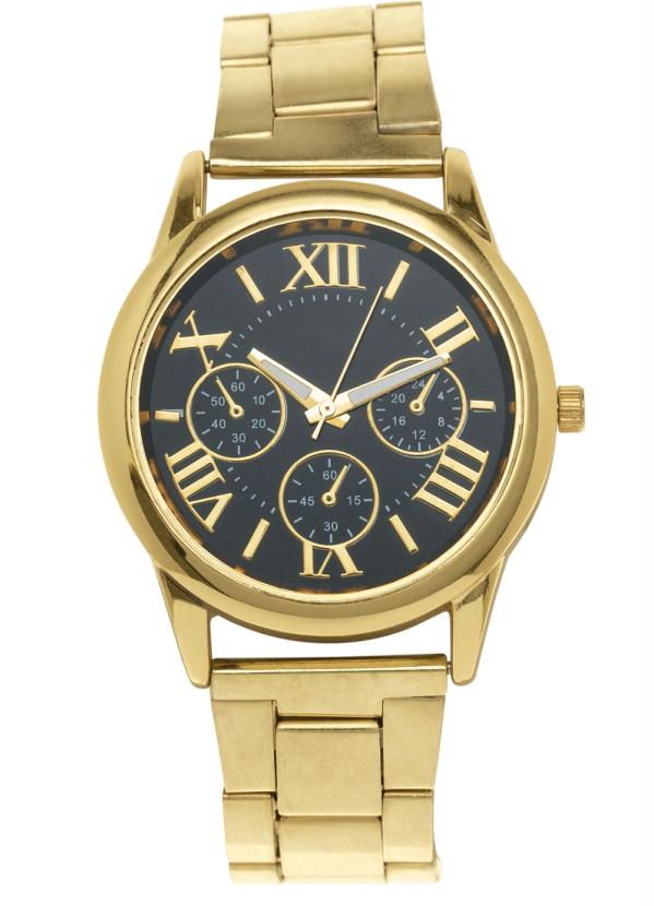 Mundo Lar - Relógio Redondo Dourado 1 Peça