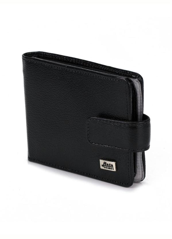 Hata - Carteira Masculina Hata de Couro Tag Preto 2