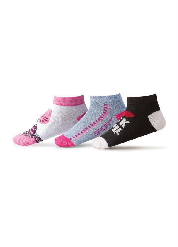 Perfecta - Kit 3 pares de Meias Infantis Menina Sortidas