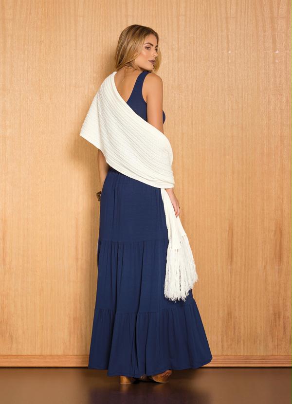 Quintess - Cachecol de Tricô com Franjas Off-White 4