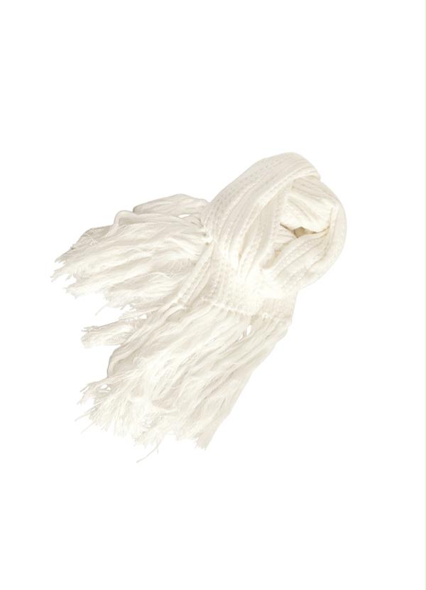 Quintess - Cachecol de Tricô com Franjas Off-White 5
