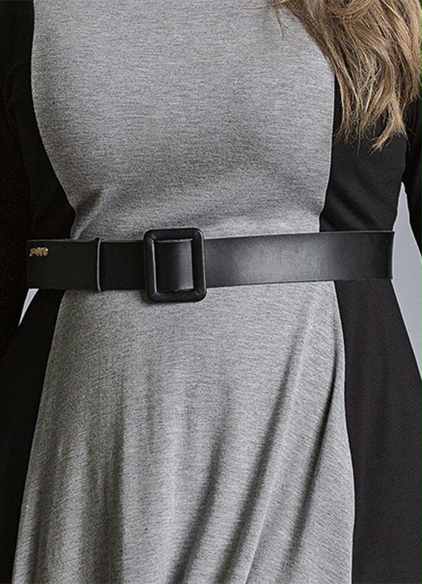 Quintess - Cinto Largo Preto com Fivela Plus Size 2