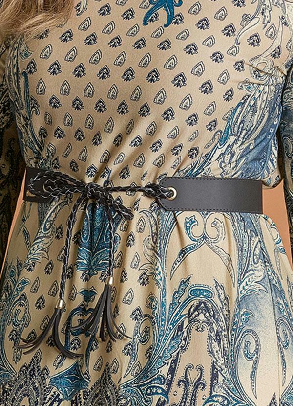 Quintess - Cinto Obi Preto com Amarração Plus Size 2