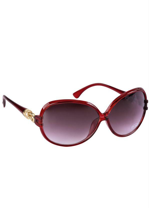 Moda Pop - Óculos de Sol Feminino Bordô Detalhe Botom 3
