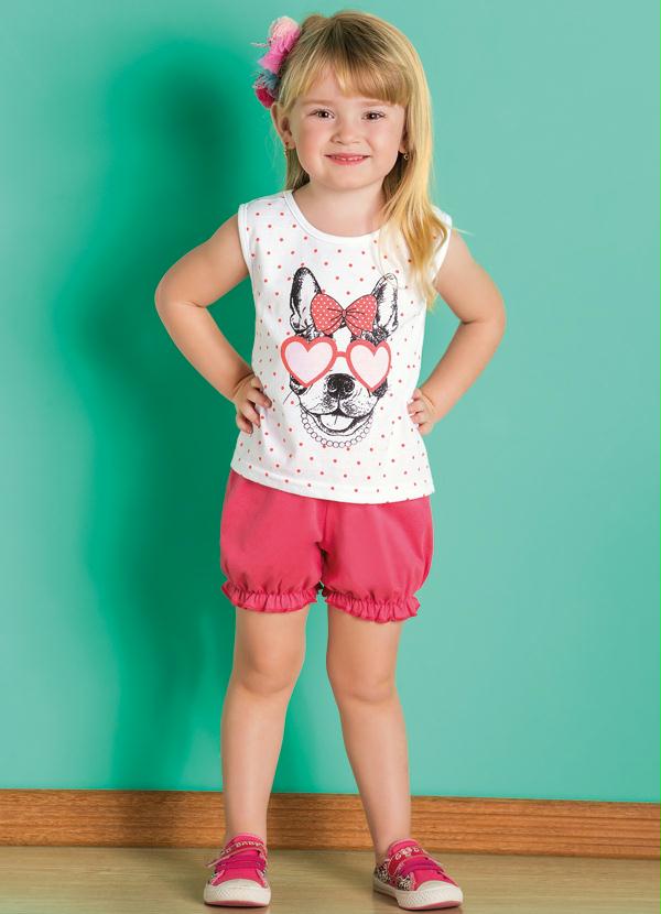 Outlet - Conjunto Bebê Branco e Coral