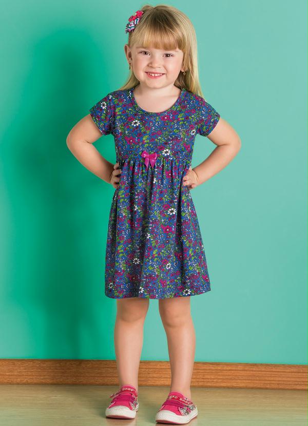 Outlet - Vestido Bebê com Laço Frontal Floral