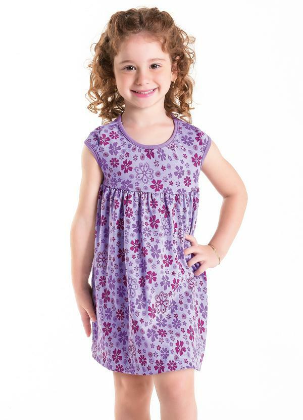 Outlet - Vestido Bebê Menina Lilás Floral