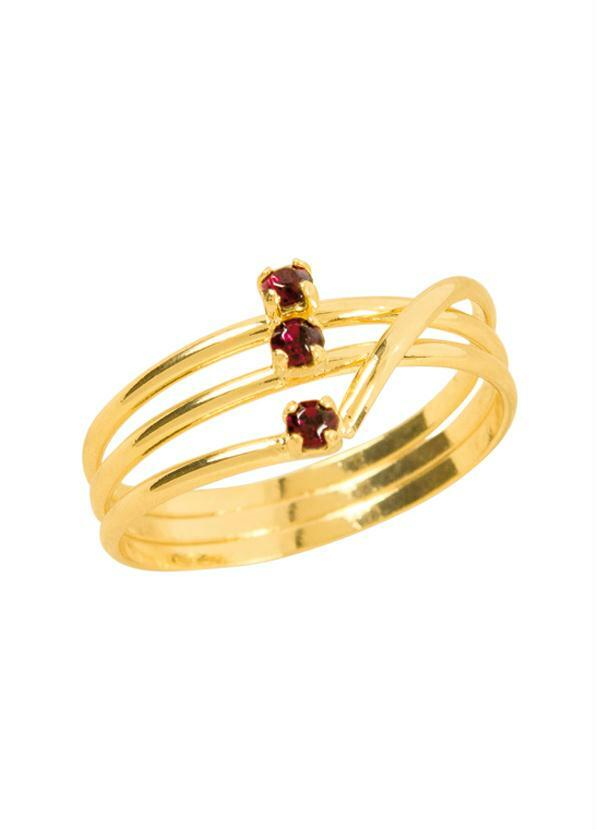 Moda Pop - Anel com Pedra Ametista Dourado