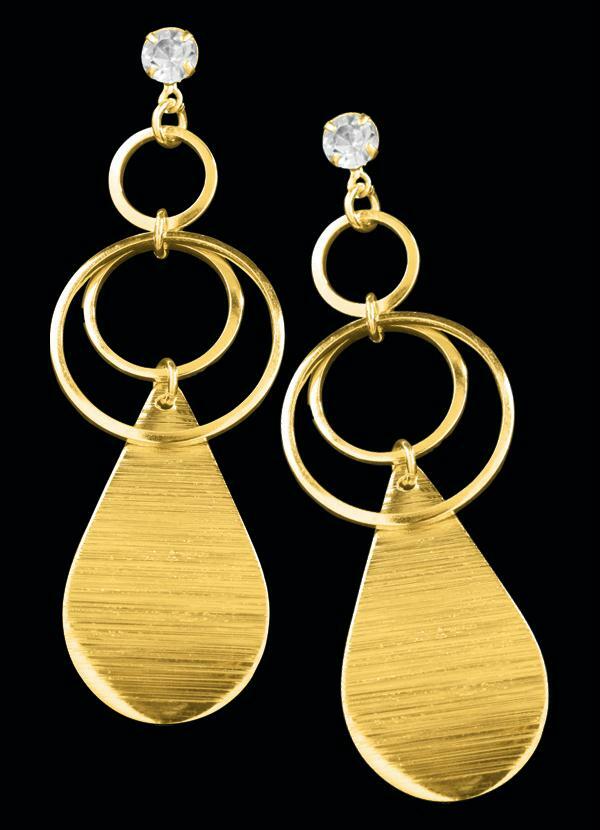 Moda Pop - Brinco Dourado em Formato de Gota 2