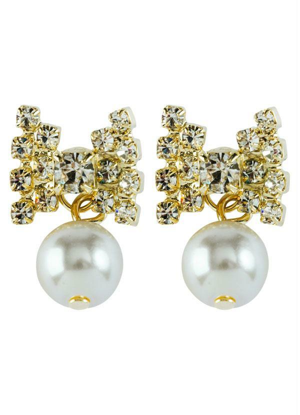 Moda Pop - Brinco Dourado Strass
