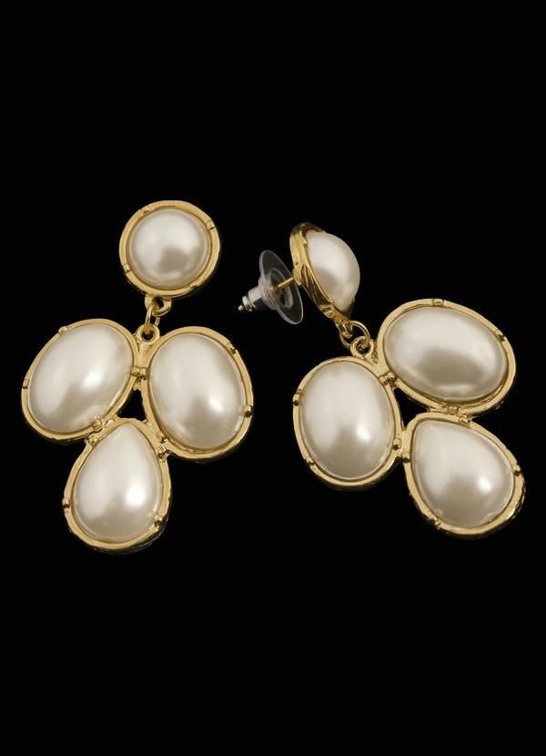 Quintess - Brincos Banhado Á Ouro com Pedras Cor Pérola 2