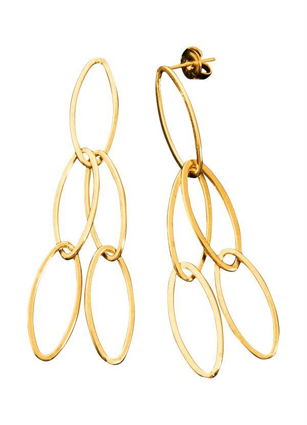Moda Pop - Brincos Compridos com Detalhes de Argolas