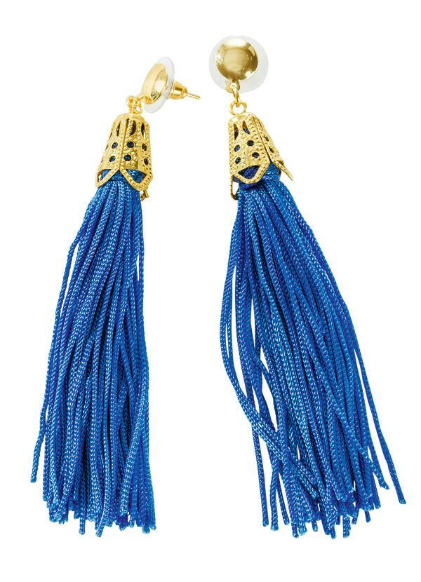 Moda Pop - Brincos de Franjas Azul 2