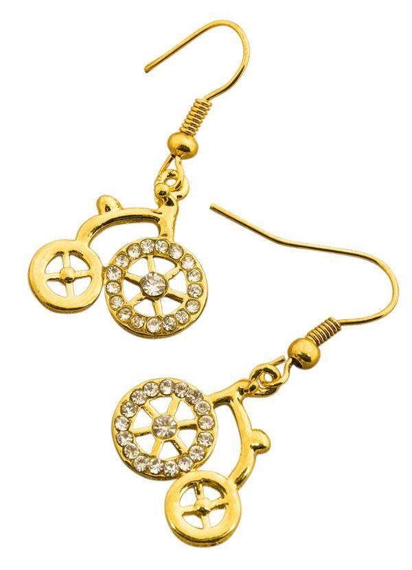 Moda Pop - Brincos Detalhe de Bike com Strass Dourado 2